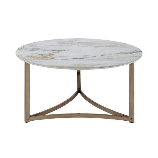Zaidee - Round Coffee Table - Sintered Stone & Champagne