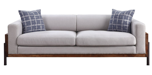 Pelton - Sofa With 2 Pillows - Fabric & Walnut
