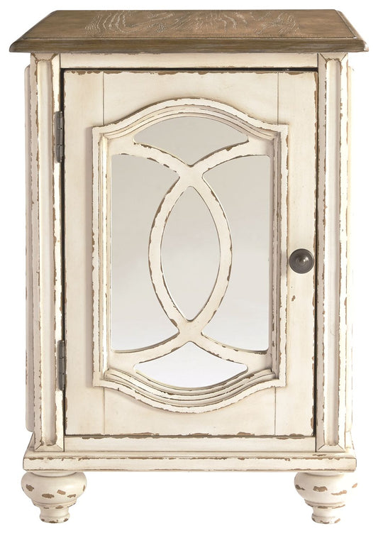 Realyn - Chair Side End Table - Insert Mirror - White / Brown