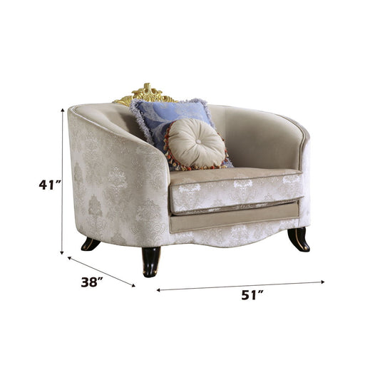 Sheridan - Chair With 2 Pillows - Cream Fabric