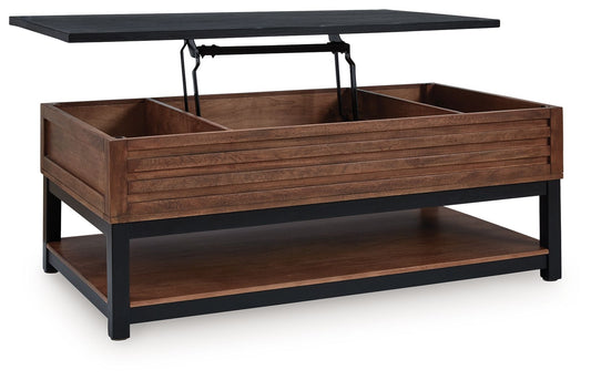 Kallari - Lift Top Cocktail Table - Warm Brown / Black