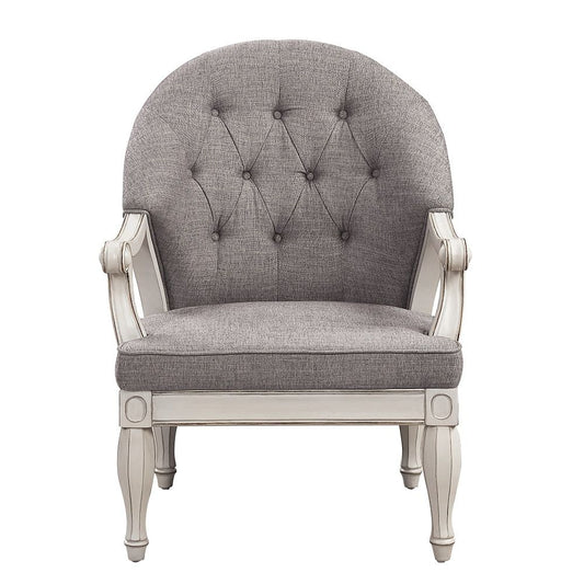 Florian - Chair - Gray Fabric & Antique White