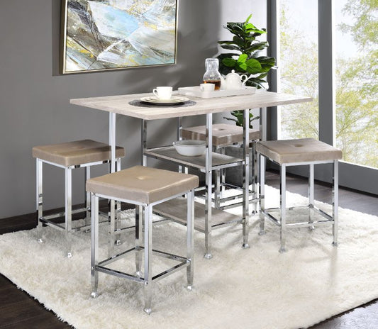 Raine - Counter Height Table - Antique White & Chrome