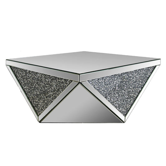Noralie - 38" Square Coffee Table - Mirrored & Faux Diamonds
