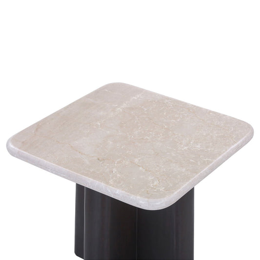 Jacory - End Table With Bottocino Marble Top - Beige / Espresso