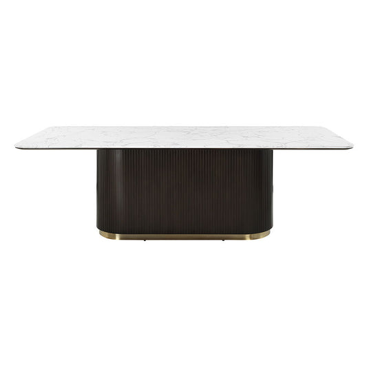 Clayten - Dining Table With Marble Top - White / Espresso