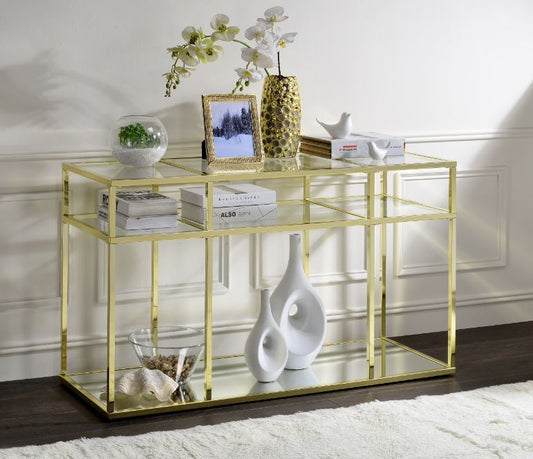 Uchenna - Sofa Table - Clear Glass & Gold