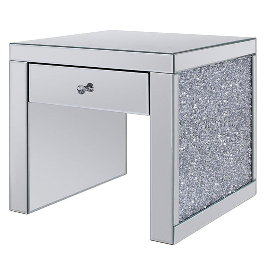 Noralie - 24" Square End Table - Mirrored & Faux Diamonds