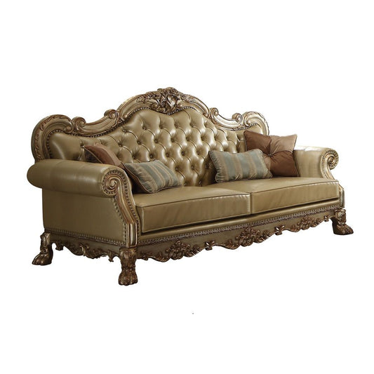 Dresden - Sofa - Bone PU & Gold Patina