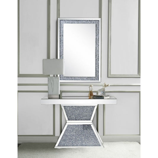 Noralie - 47" Console Table - Mirrored & Faux Diamonds