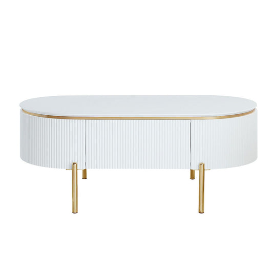 Daveigh - Coffee Table - White High Gloss & Gold