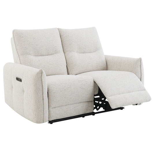 Lalisa - Power Motion Loveseat With USB Port - Cream Chenille
