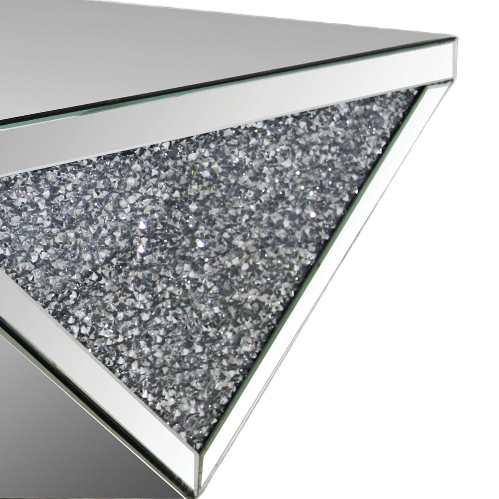 Noralie - 38" Square Coffee Table - Mirrored & Faux Diamonds