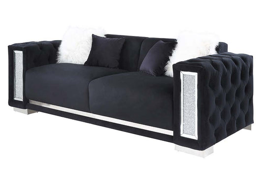 Trislar - Sofa With 4 Pillows (Same 52525) - Black Velvet