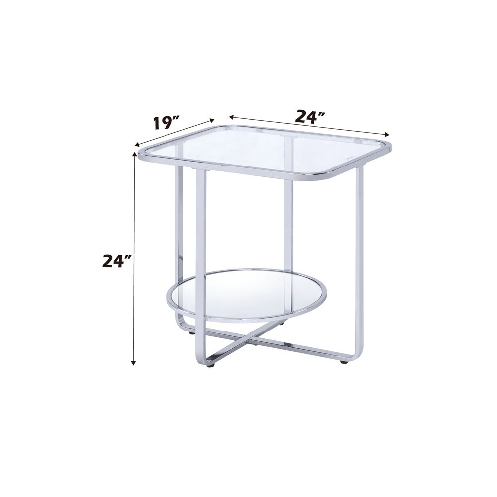 Hollo - End Table - Glass & Chrome