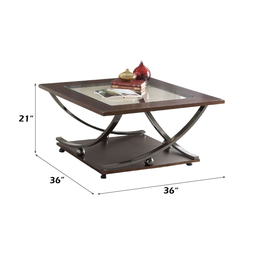 Isiah - Coffee Table - Clear Glass & Black Nickel