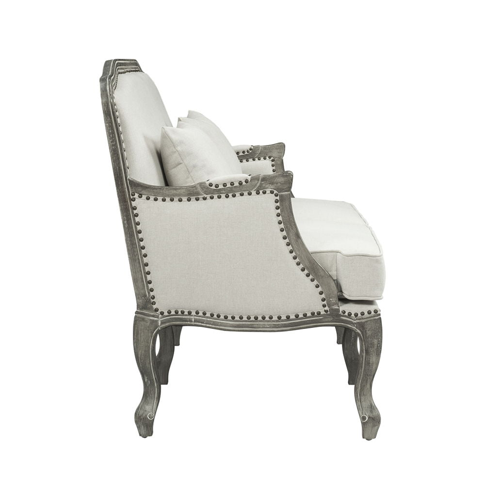 Tania - Chair With Pillow - Cream Linen & Gray