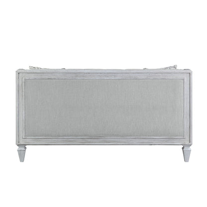 Katia - Loveseat With 2 Pillows - Light Gray Linen & Weathered White
