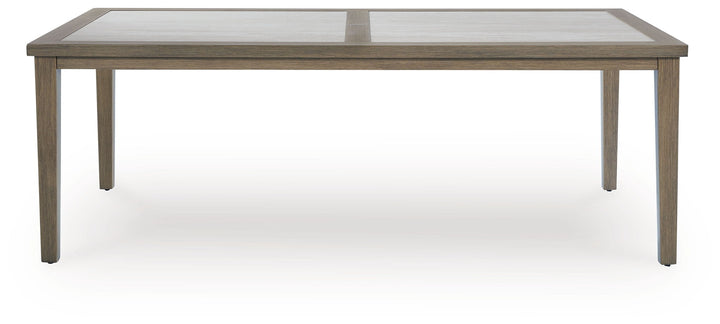 Rainier Ranch - Rectangle Dining Table With Umbrella Option - Brown / Beige