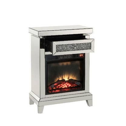 Noralie - 24" Fireplace - Mirrored & Faux Diamonds