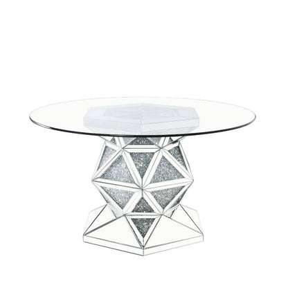 Noralie - 52" Round Dining Table - Mirrored & Faux Diamonds