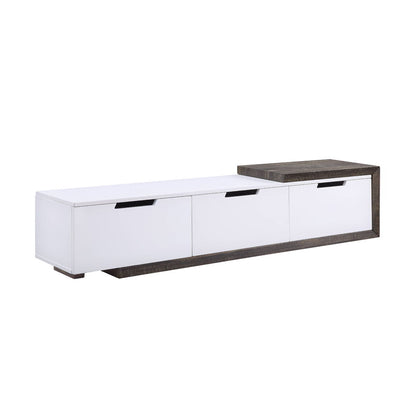 Orion - TV Stand - White High Gloss & Rustic Oak