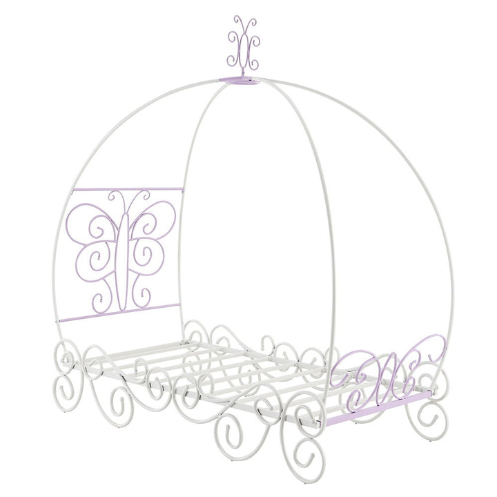 Priya II - Full Bed With Canopy - White & Light Synthetic Leather Rple