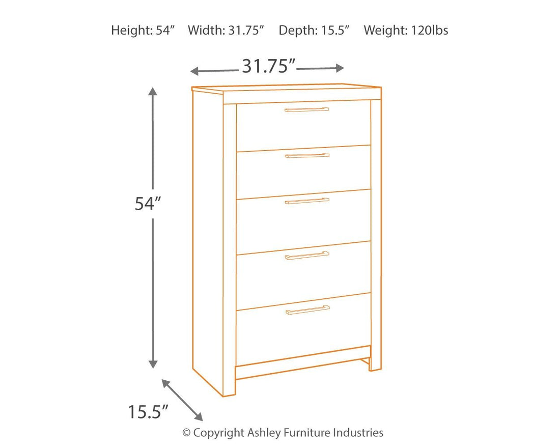 Derekson - Five Drawer Chest - Multi Gray