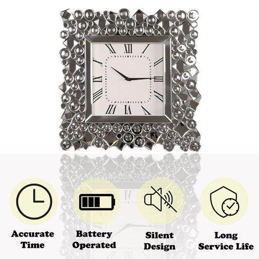 Kachina - 19" Wall Clock - Mirrored & Faux Gems