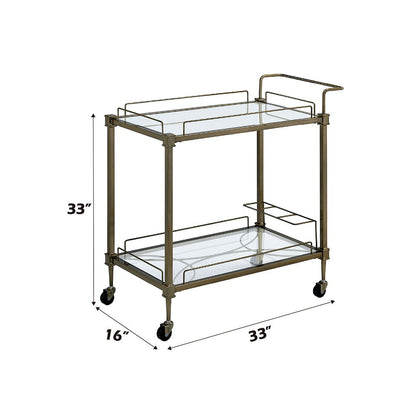 Aditya - Serving Cart - Mirrored & Antique Brass