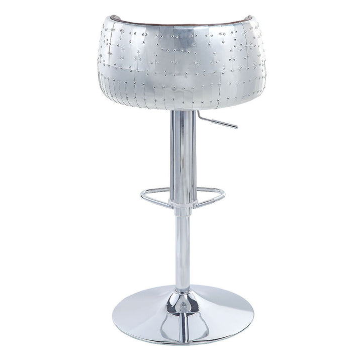 Brancaster - 41" Adjustable Stool With Swivel - Vintage Brown Top Grain Leather & Aluminum