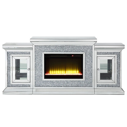Noralie - 81" Fireplace With LED - Mirrored & Faux Diamonds