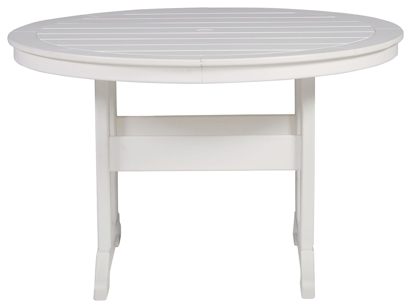 Crescent Luxe - Round Dining Table w/Umb OPT - White