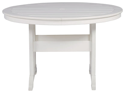 Crescent Luxe - Round Dining Table w/Umb OPT - White