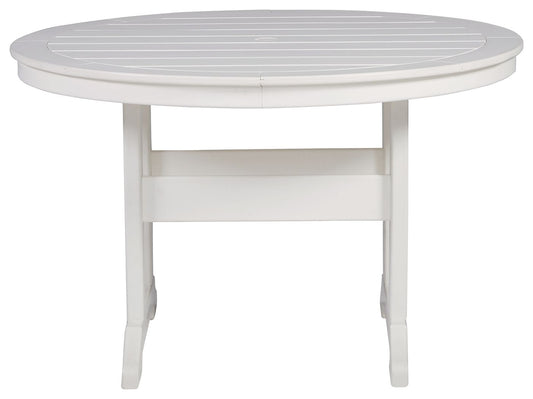 Crescent Luxe - Round Dining Table w/Umb OPT - White