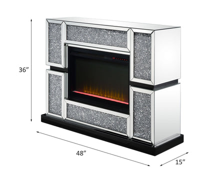 Noralie - 48" X 15" Fireplace - Mirrored & Faux Diamonds