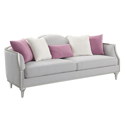 Kasa - Sofa With 5 Pillows - Beige Linen & Champagne