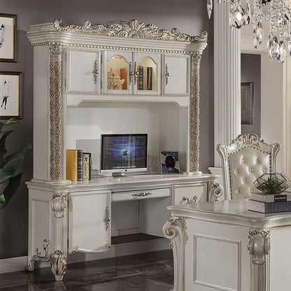 Vendome - Computer Desk & Hutch - Antique Pearl