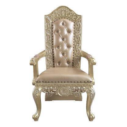 Vatican - Arm Chair (Set of 2) - Synthetic Leather & Champagne Silver