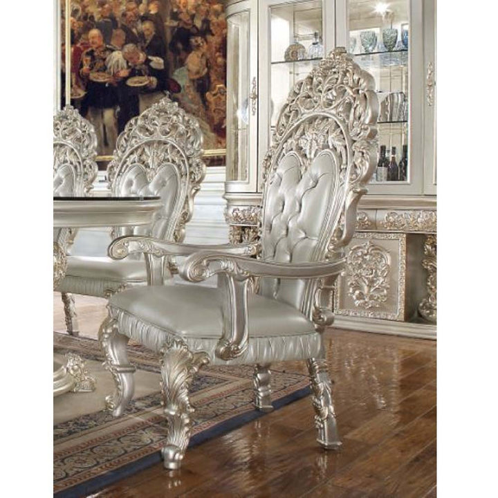 Sandoval - Arm Chair (Set of 2) - Beige Synthetic Leather & Champagne