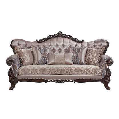 Benbek - Sofa With 5 Pillows - Fabric & Antique Oak
