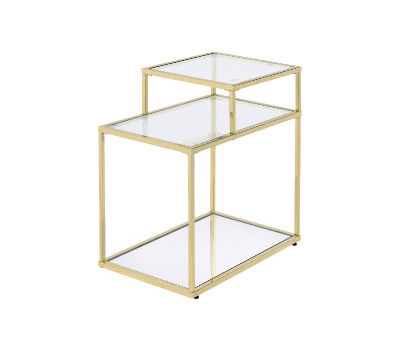 Uchenna - Accent Table - Clear Glass & Gold