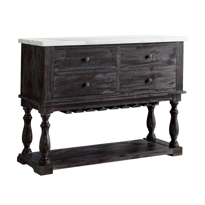 Gerardo - Server - White Marble Top & Weathered Espresso