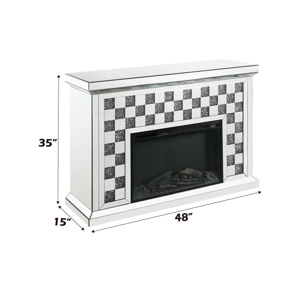 Noralie - Fireplace - Faux Diamonds & Mirrored