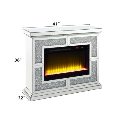 Noralie - 41" Fireplace - Mirrored & Faux Diamonds