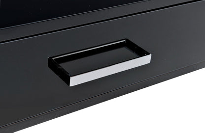 Coleen - Writing Desk With USB - Black High Gloss & Chrome