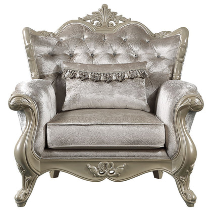 Libertee - Chair With Pillow - Beige Fabric & Champagne