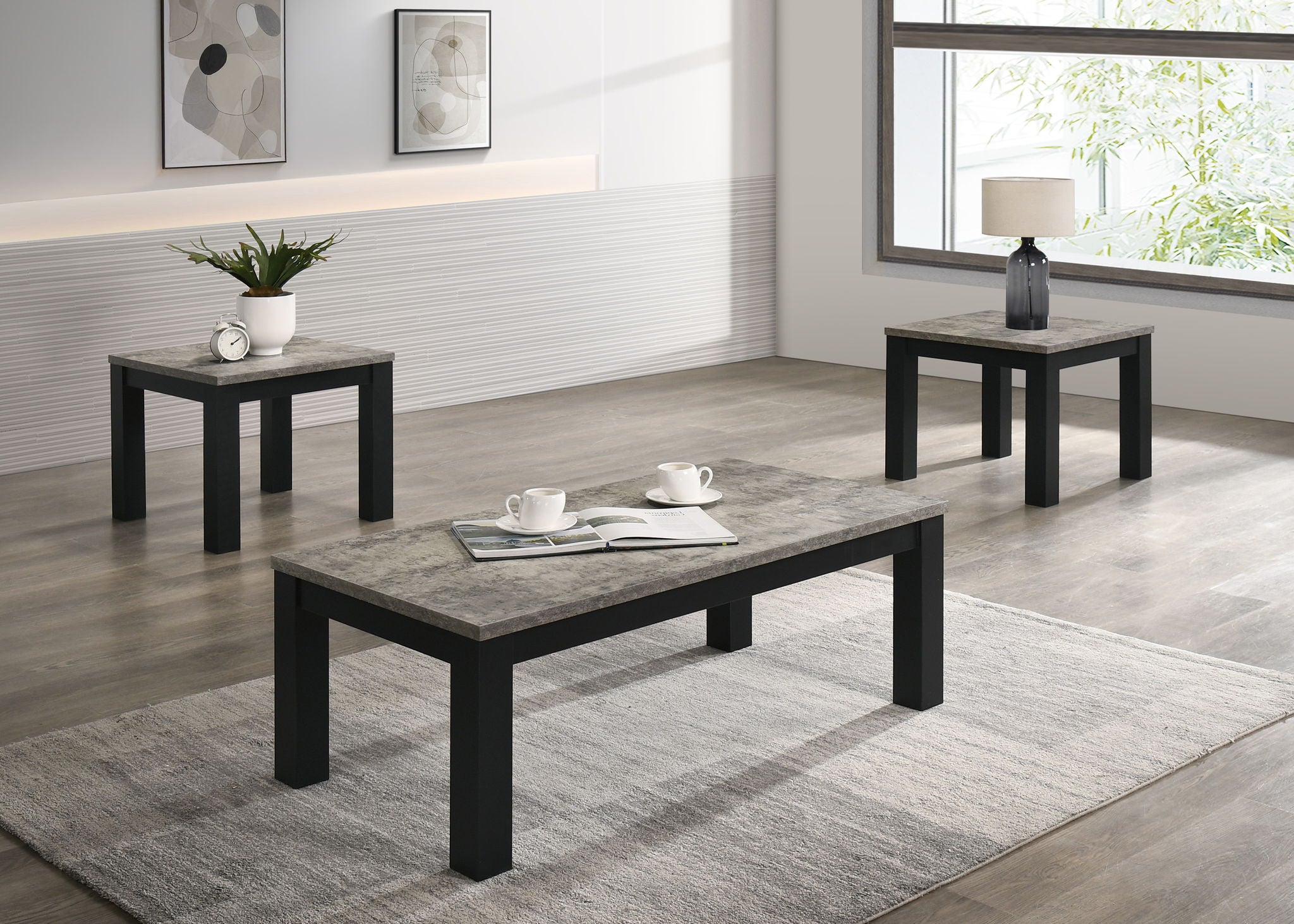 Theo - 3 Piece Cocktail Set - Concrete / Black