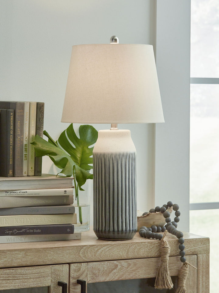 Afener - Ceramic Table Lamp (Set of 2) - Blue / Beige