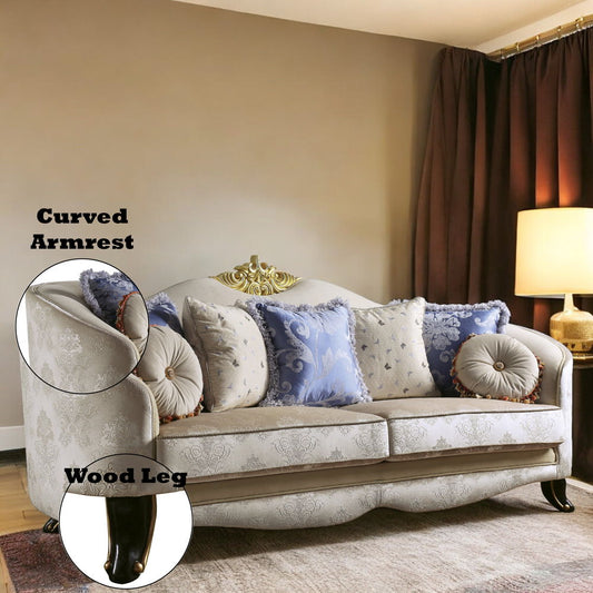 Sheridan - Sofa With 7 Pillows - Cream Fabric